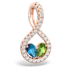 London Topaz Pave Twist 'One Heart' 14K Rose Gold pendant P5360