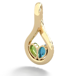 London Topaz Pave Twist 'One Heart' 14K Yellow Gold pendant P5360