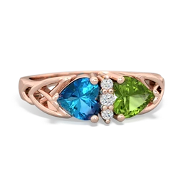 London Topaz Celtic Knot Double Heart 14K Rose Gold ring R5040