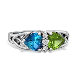 London Topaz Celtic Knot Double Heart 14K White Gold ring R5040