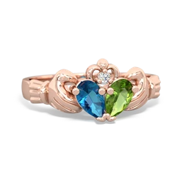 London Topaz 'Our Heart' Claddagh 14K Rose Gold ring R2388