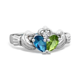 London Topaz 'Our Heart' Claddagh 14K White Gold ring R2388