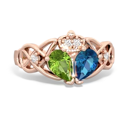 London Topaz 'One Heart' Celtic Knot Claddagh 14K Rose Gold ring R5322