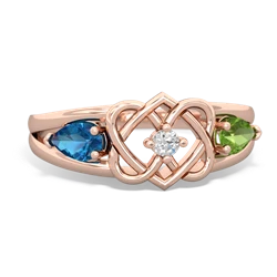 London Topaz Hearts Intertwined 14K Rose Gold ring R5880