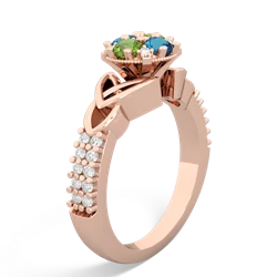 London Topaz Celtic Knot Cluster Engagement 14K Rose Gold ring R26443RD