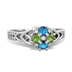 London Topaz Celtic Knot Cluster Engagement 14K White Gold ring R26443RD