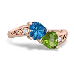 London Topaz Snuggling Hearts 14K Rose Gold ring R2178