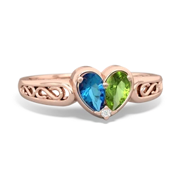 London Topaz Filligree 'One Heart' 14K Rose Gold ring R5070