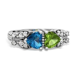 London Topaz Diamond Butterflies 14K White Gold ring R5601