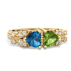 London Topaz Diamond Butterflies 14K Yellow Gold ring R5601