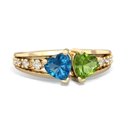 London Topaz Heart To Heart 14K Yellow Gold ring R3342