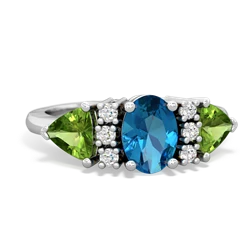 London Topaz Antique Style Three Stone 14K White Gold ring R2186