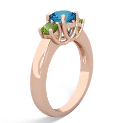 London Topaz Three Stone Round Trellis 14K Rose Gold ring R4018