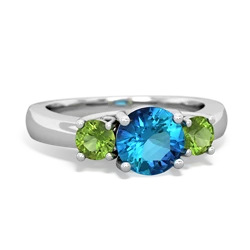 London Topaz Three Stone Round Trellis 14K White Gold ring R4018