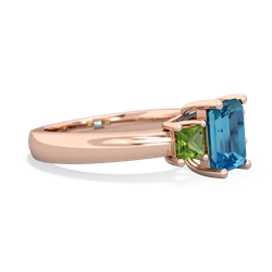 London Topaz Three Stone Emerald-Cut Trellis 14K Rose Gold ring R4021