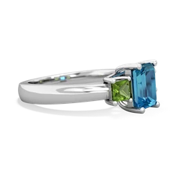 London Topaz Three Stone Emerald-Cut Trellis 14K White Gold ring R4021