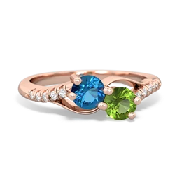 London Topaz Infinity Pave Two Stone 14K Rose Gold ring R5285