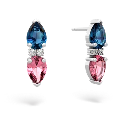 London Topaz Bowtie Drop 14K White Gold earrings E0865
