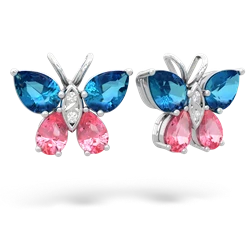 London Topaz Butterfly 14K White Gold earrings E2215