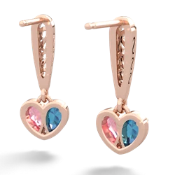 London Topaz Filligree Heart 14K Rose Gold earrings E5070