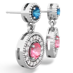 London Topaz Halo Dangle 14K White Gold earrings E5319