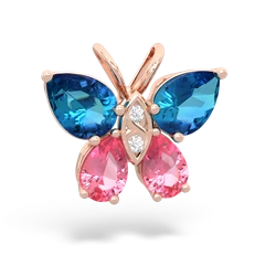 London Topaz Butterfly 14K Rose Gold pendant P2215