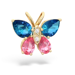 London Topaz Butterfly 14K Yellow Gold pendant P2215