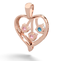 London Topaz Glowing Heart 14K Rose Gold pendant P2233