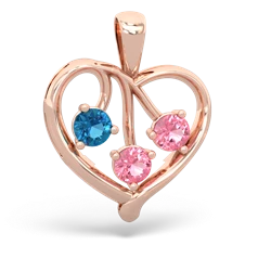 London Topaz Glowing Heart 14K Rose Gold pendant P2233