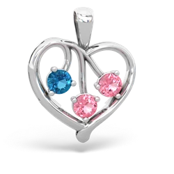 London Topaz Glowing Heart 14K White Gold pendant P2233