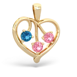 London Topaz Glowing Heart 14K Yellow Gold pendant P2233