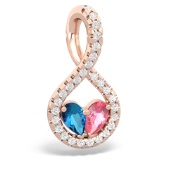 London Topaz Pave Twist 'One Heart' 14K Rose Gold pendant P5360