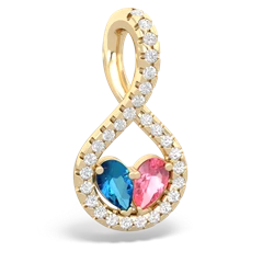 London Topaz Pave Twist 'One Heart' 14K Yellow Gold pendant P5360