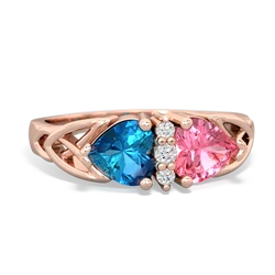 London Topaz Celtic Knot Double Heart 14K Rose Gold ring R5040