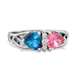 London Topaz Celtic Knot Double Heart 14K White Gold ring R5040