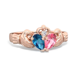 London Topaz 'Our Heart' Claddagh 14K Rose Gold ring R2388