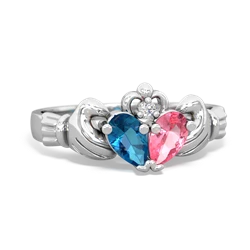 London Topaz 'Our Heart' Claddagh 14K White Gold ring R2388