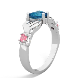 London Topaz Claddagh Keepsake 14K White Gold ring R5245