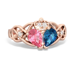 London Topaz 'One Heart' Celtic Knot Claddagh 14K Rose Gold ring R5322