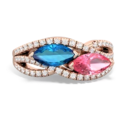 London Topaz Diamond Rivers 14K Rose Gold ring R3070