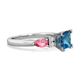 London Topaz 6Mm Princess Eternal Embrace Engagement 14K White Gold ring C2002