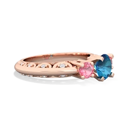 London Topaz Art Deco Eternal Embrace Engagement 14K Rose Gold ring C2003