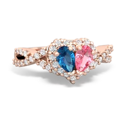 London Topaz Diamond Twist 'One Heart' 14K Rose Gold ring R2640HRT