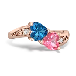 London Topaz Snuggling Hearts 14K Rose Gold ring R2178