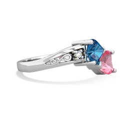 London Topaz Snuggling Hearts 14K White Gold ring R2178