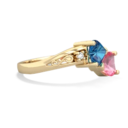 London Topaz Snuggling Hearts 14K Yellow Gold ring R2178