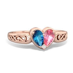 London Topaz Filligree 'One Heart' 14K Rose Gold ring R5070