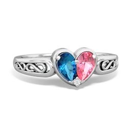 London Topaz Filligree 'One Heart' 14K White Gold ring R5070