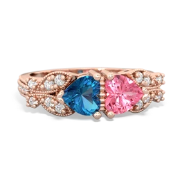 London Topaz Diamond Butterflies 14K Rose Gold ring R5601