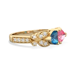 London Topaz Diamond Butterflies 14K Yellow Gold ring R5601